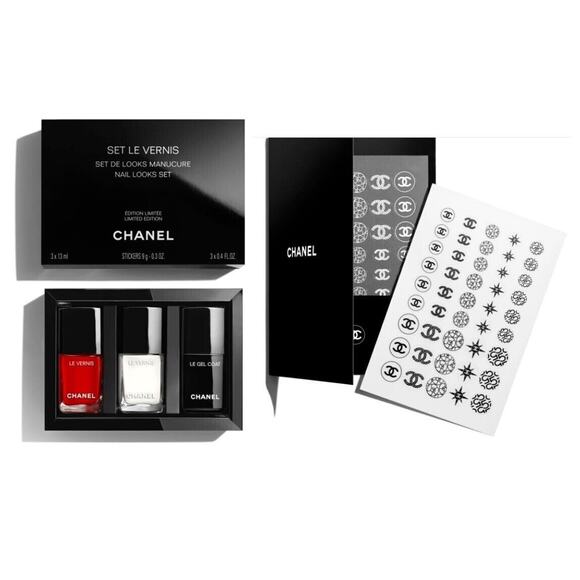Chanel Set Le Vernis De Looks Manicure Nail Looks Set Stickers Polish Red White - Picture 1 of 8